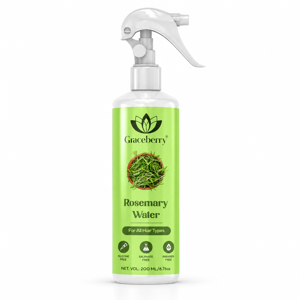 Graceberry Rosemary Water Hair Spray For Smooth & Shiny Hair | 200 ml view 2