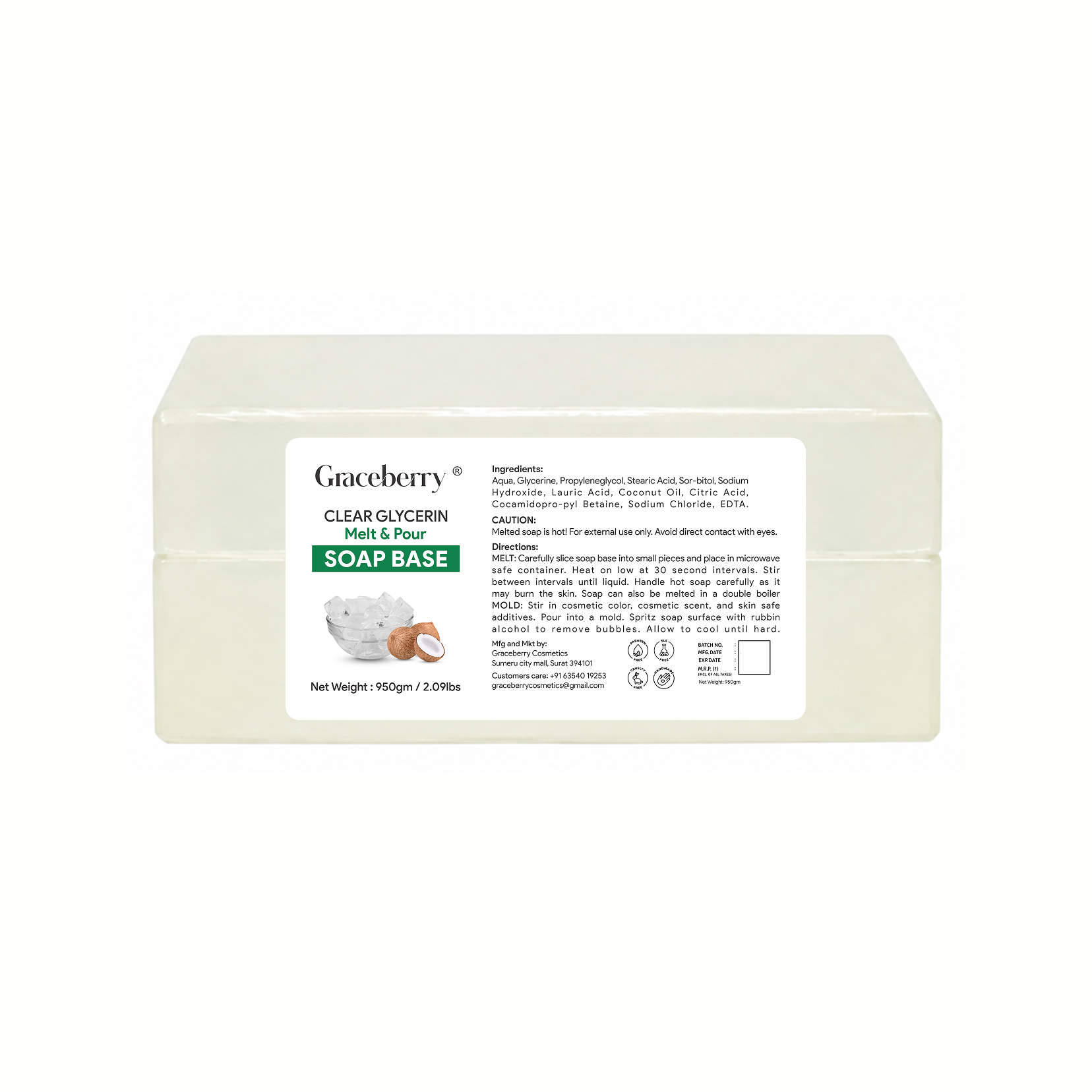 Graceberry Clear Glycerin Melt & Pour Soap Base For Customised Soap Making