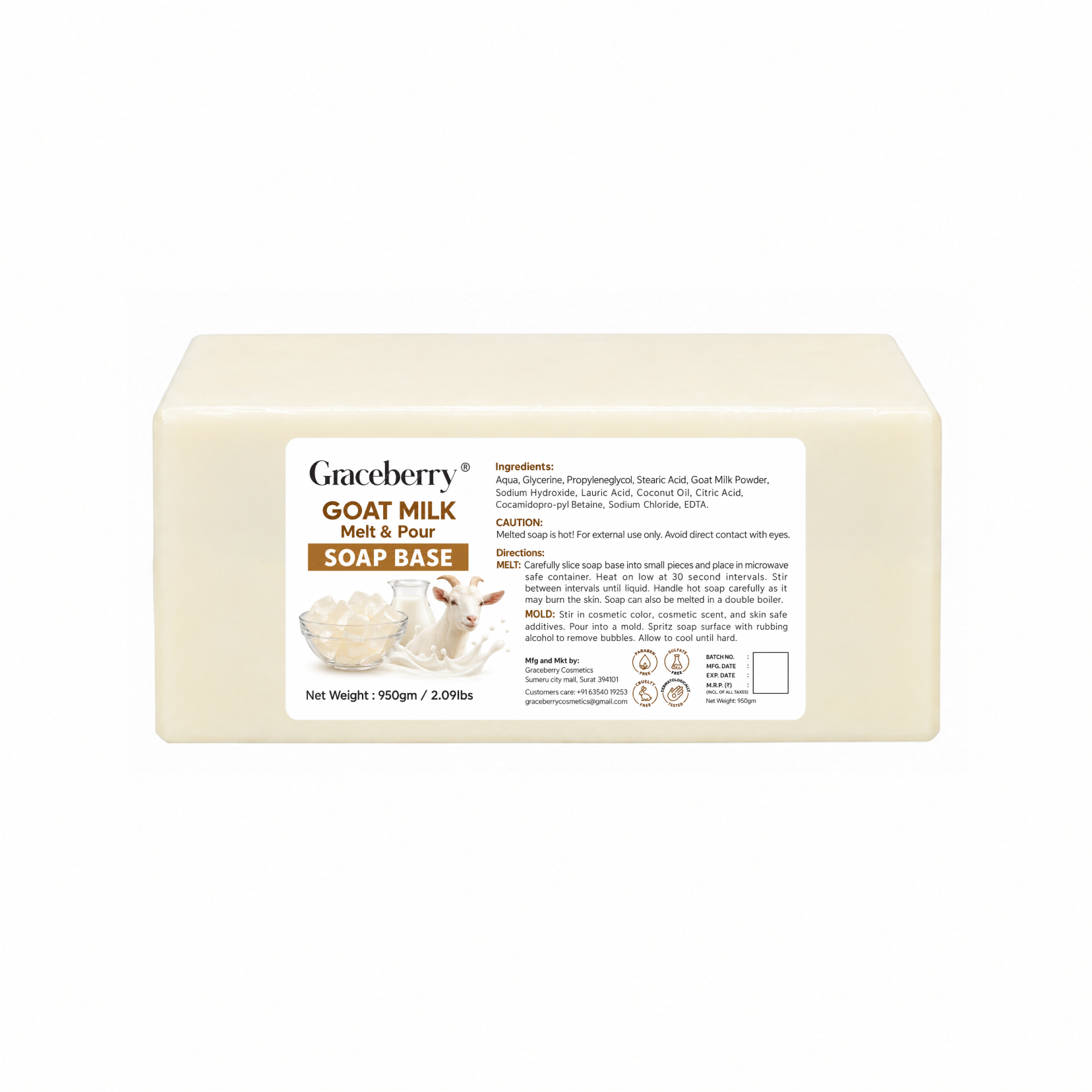 Graceberry Clear Goat Milk Melt & Pour Soap Base For Customised Soap Making view 2