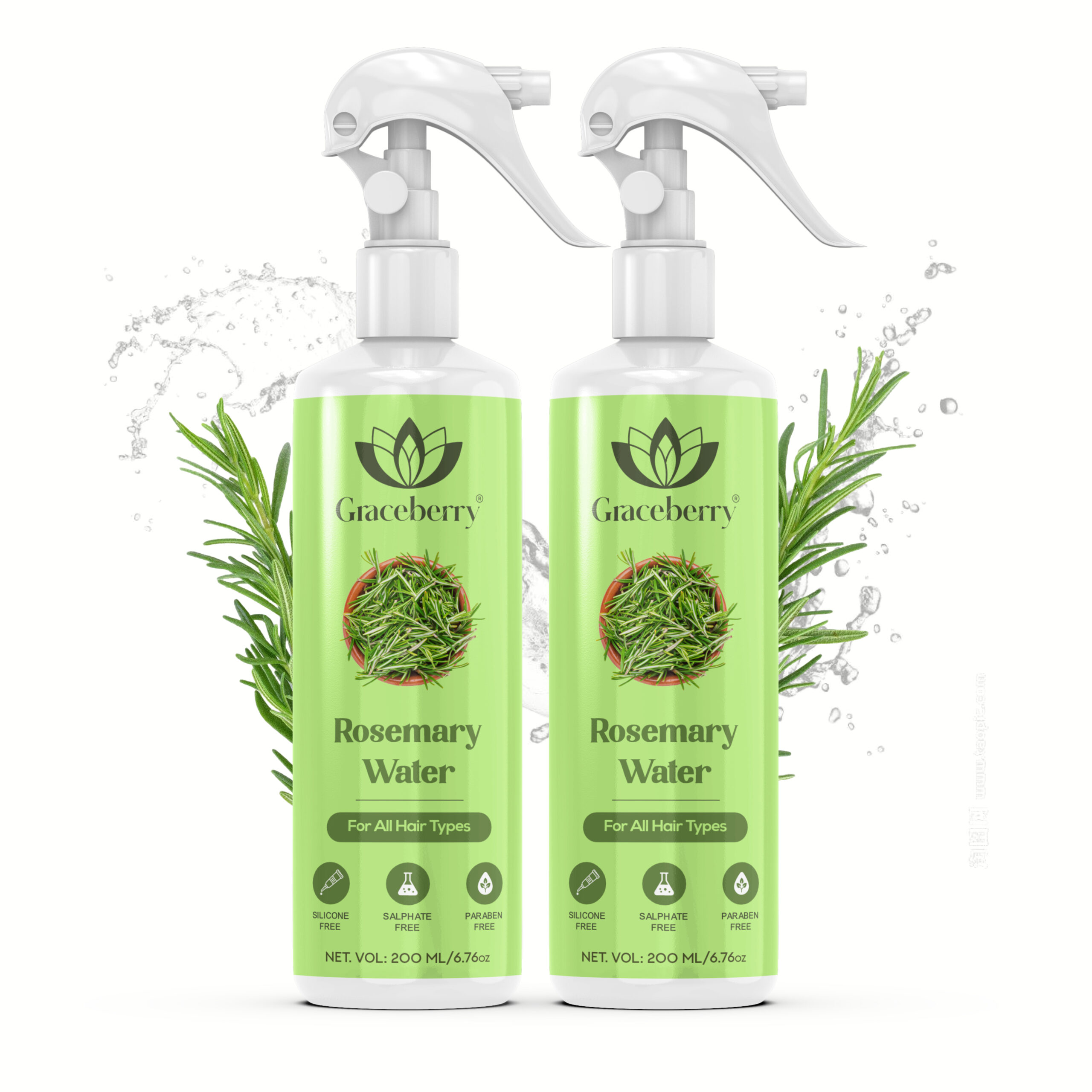 Graceberry Rosemary Water Hair Spray For Smooth & Shiny Hair | 200 ml view 1