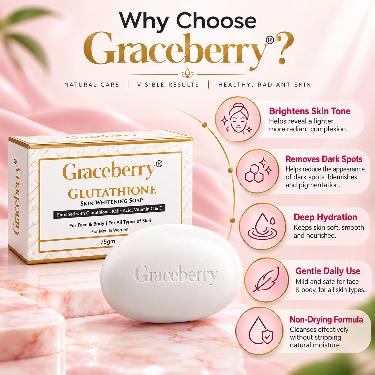 Graceberry Glutathione Skin Brightening Soap view 3