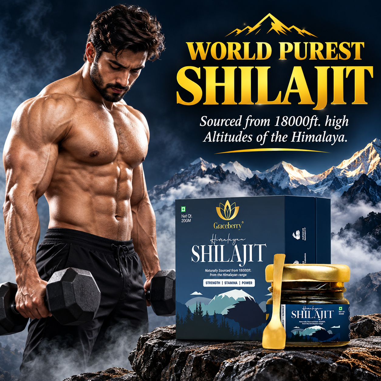 Graceberry Pure Himalayan Shilajit Resin Gold for Strength, Stamina, Energy & Vitality view 4
