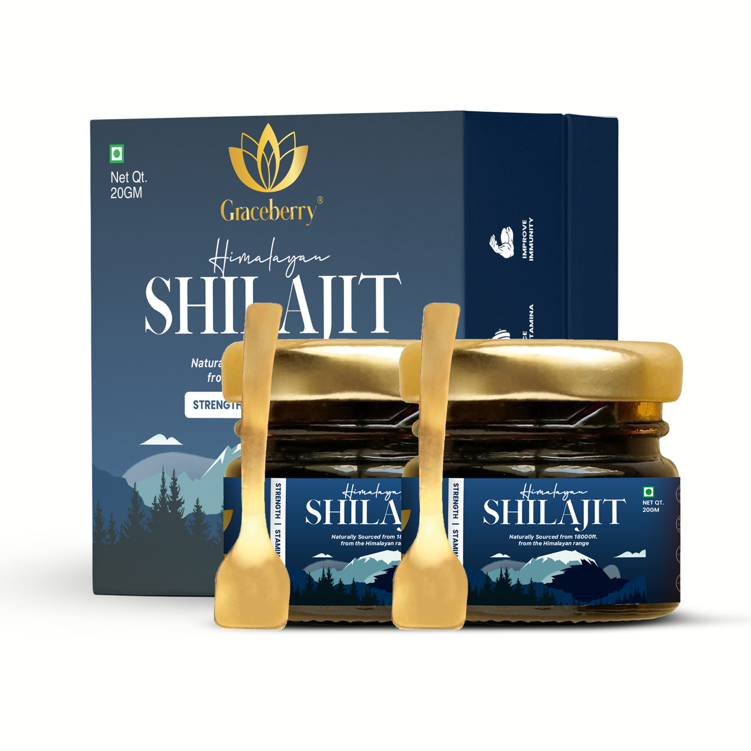 Graceberry Pure Himalayan Shilajit Resin Gold for Strength, Stamina, Energy & Vitality view 1