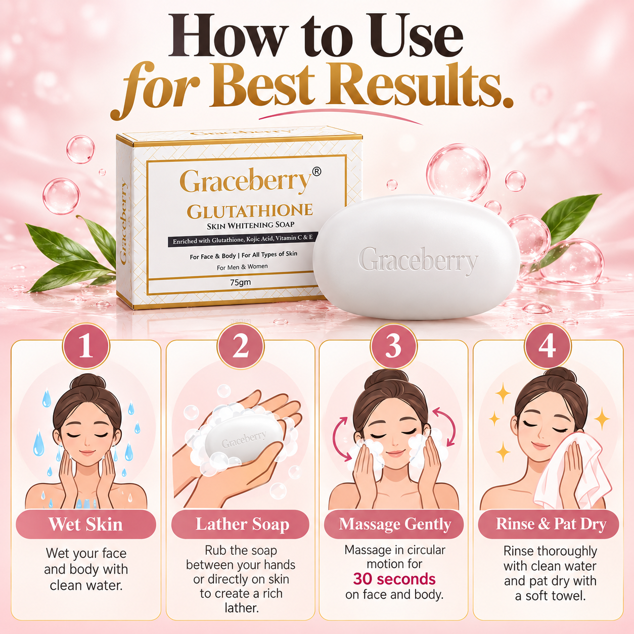 Graceberry Glutathione Skin Brightening Soap view 5