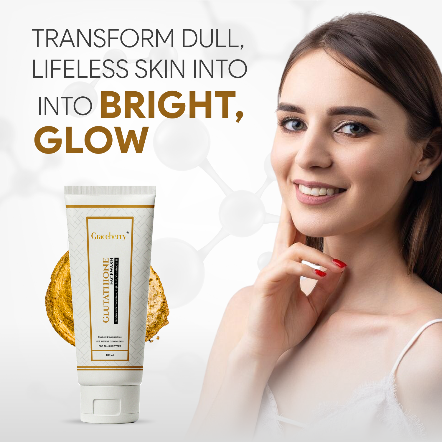 Graceberry L-Glutathione Brightening Facewash with Kojic Acid, Vitamin C & Vitamin E – 100 ml view 4