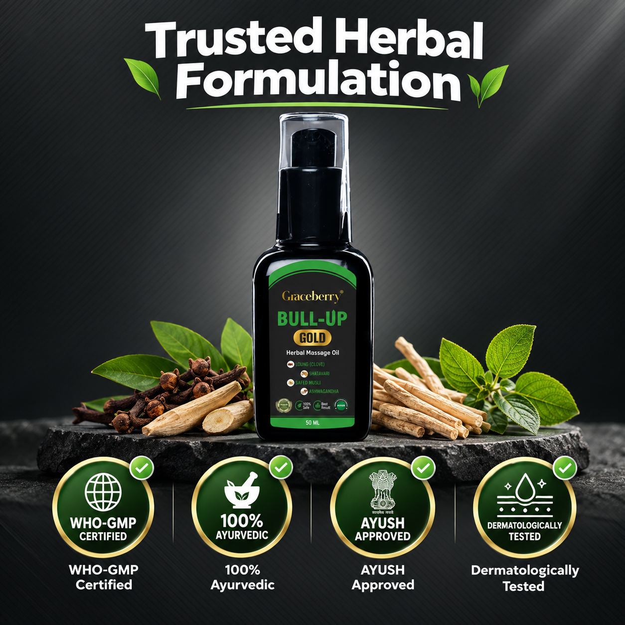 Graceberry Bull Up Gold Herbal Massage Oil for Men view 5