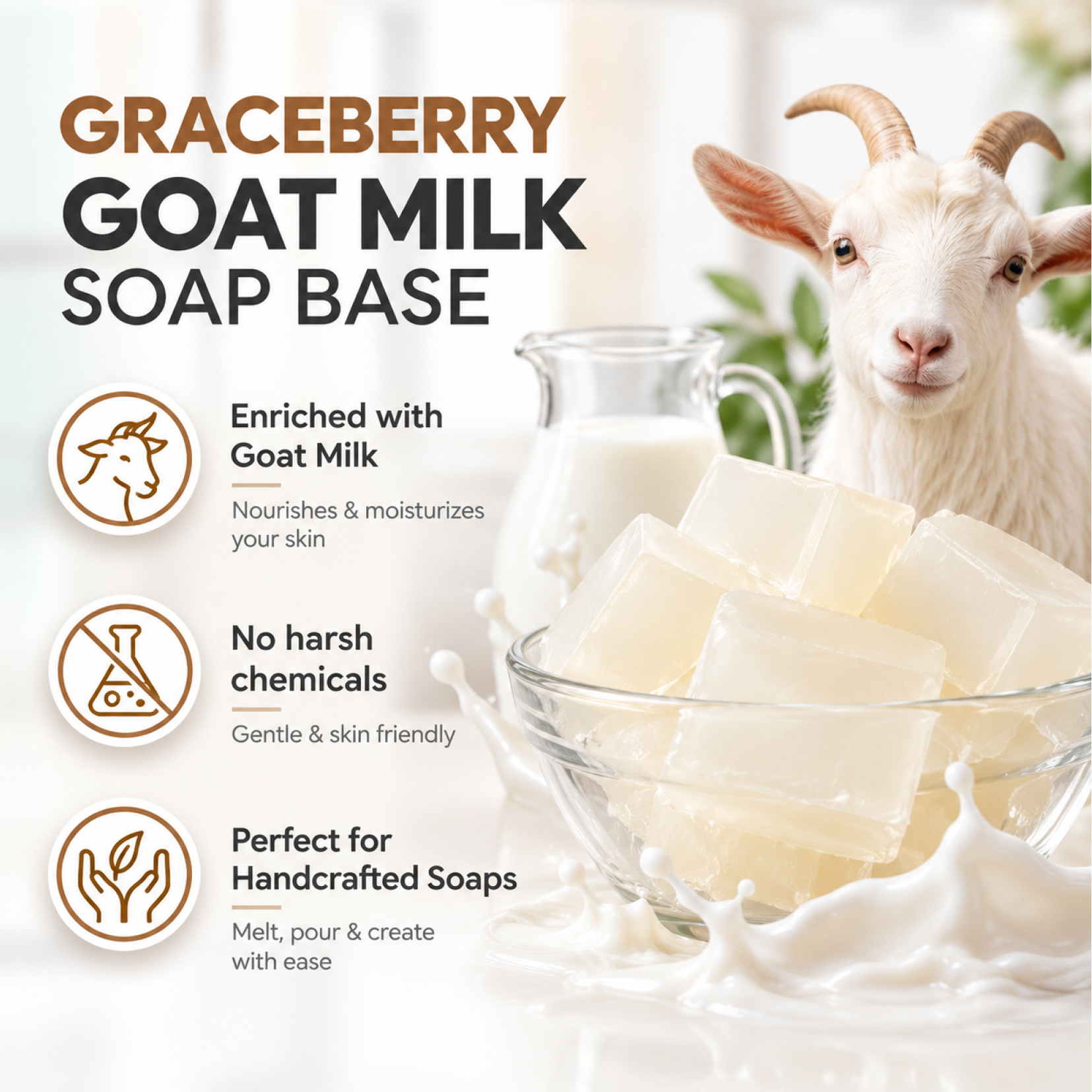 Graceberry Clear Goat Milk Melt & Pour Soap Base For Customised Soap Making view 5