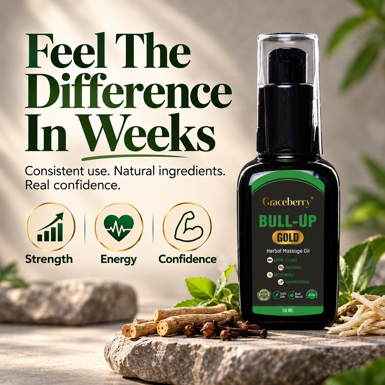 Graceberry Bull Up Gold Herbal Massage Oil for Men view 6