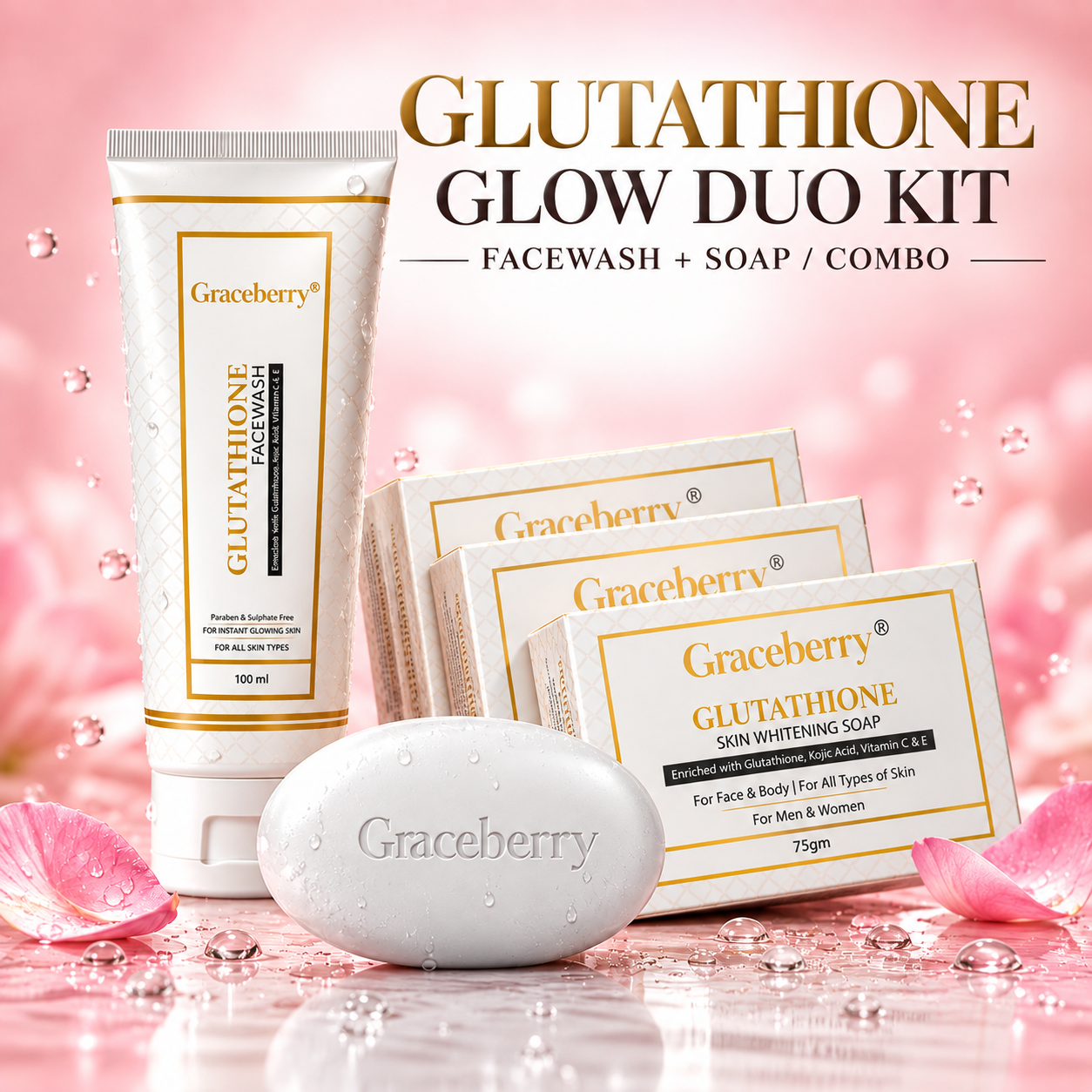 Graceberry Glow Duo Kit – Glutathione Brightening Face Wash & Soap Combo