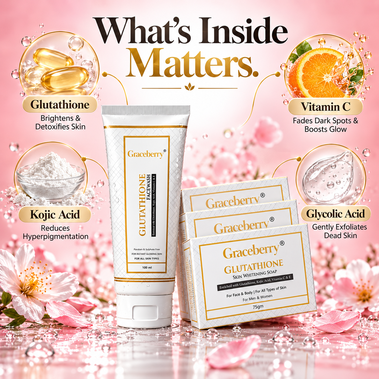 Graceberry Glow Duo Kit – Glutathione Brightening Face Wash & Soap Combo view 2