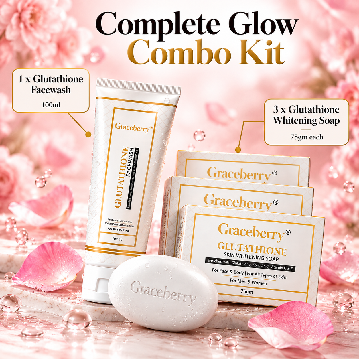 Graceberry Glow Duo Kit – Glutathione Brightening Face Wash & Soap Combo view 5