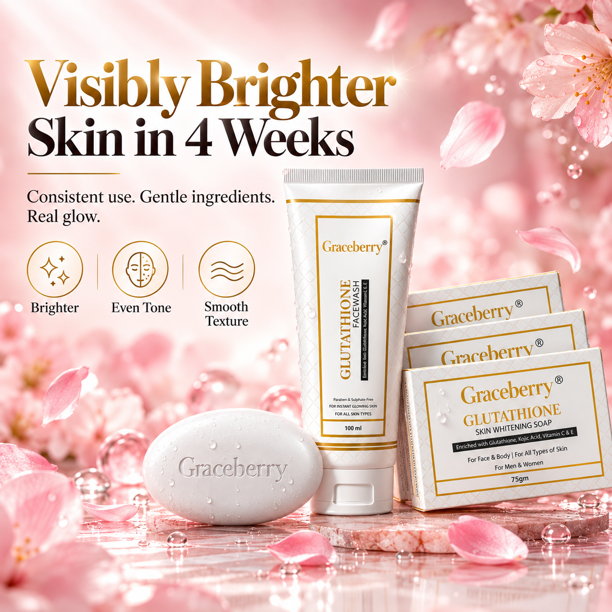 Graceberry Glow Duo Kit – Glutathione Brightening Face Wash & Soap Combo view 6