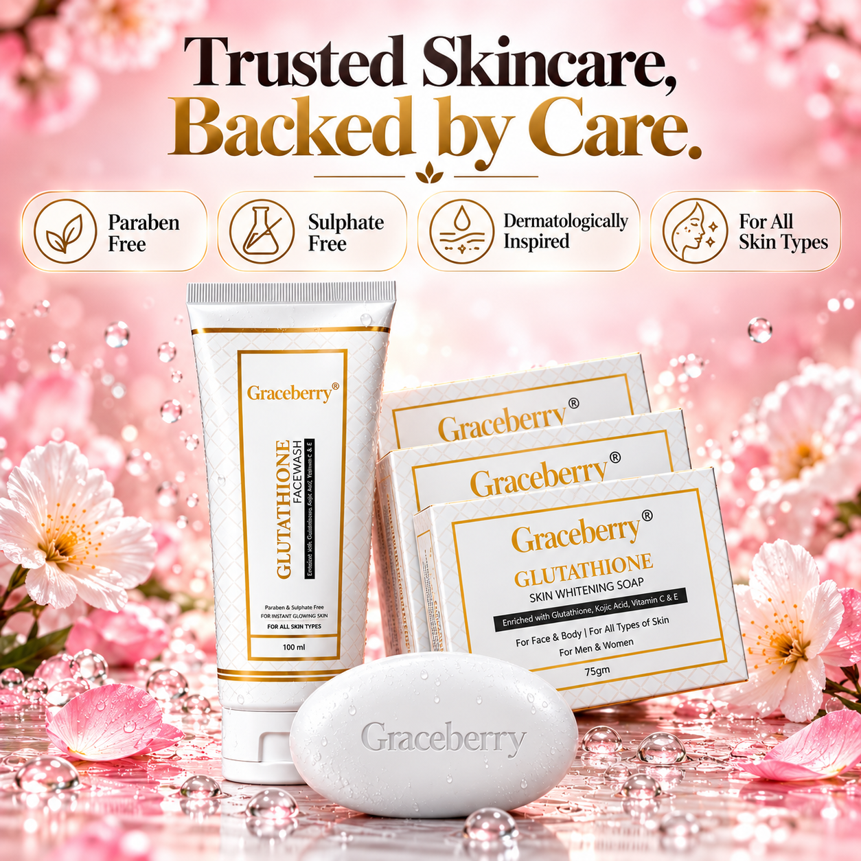 Graceberry Glow Duo Kit – Glutathione Brightening Face Wash & Soap Combo view 7