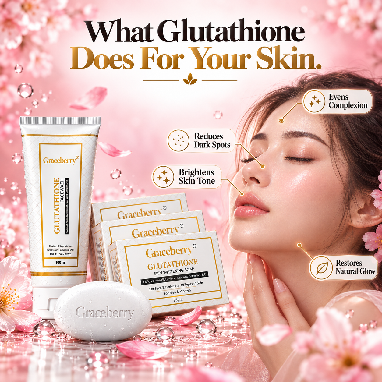 Graceberry Glow Duo Kit – Glutathione Brightening Face Wash & Soap Combo view 8